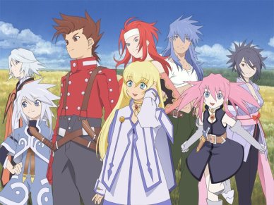 Tales of Symphonia's cast hangin' out.
