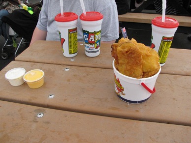 The Australian Battered Potatoes...in a small bucket...